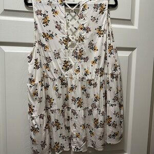 Torrid White Cream Tie Front Blouse